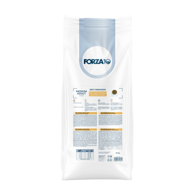 Forza10 Best Breeders Medium Adult сухой корм для взрослых собак средних пород, богатый курицей и картофелем - 20 кг