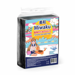 Miwaku пеленки гигиенические целлюлозные с суперабсорбентом, черные, 60х40 см - 5 шт