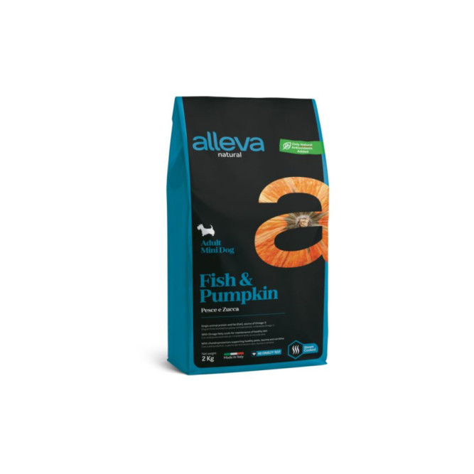 Alleva Natural Adult Fish &amp; Pumpkin Mini сухой корм для взрослых собак с рыбой и тыквой - 2 кг