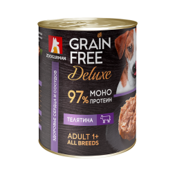 Зоогурман Grain Free Deluxe влажный корм для взрослых собак всех пород с телятиной, в консервах - 350 г x 6 шт