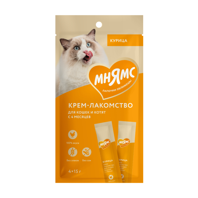 Крем-лакомство Мнямс для кошек с курицей - 60 г