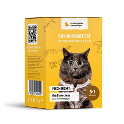 Smart Cat паучи для взрослых кошек и котят кусочки с курицей кусочки в соусе набор - 85 г х 5+1 шт