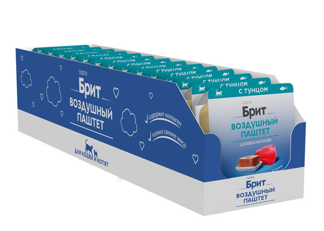 Брит воздушный паштет для взрослых кошек с тунцом - 100 г х 14 шт