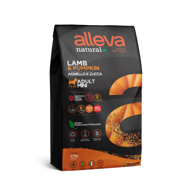 Alleva Natural Adult Lamb &amp; Pumpkin Mini сухой корм для взрослых собак с ягненком и тыквой - 2 кг