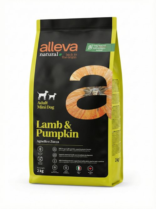 Alleva Natural Adult Lamb &amp; Pumpkin Mini сухой корм для взрослых собак с ягненком и тыквой - 2 кг