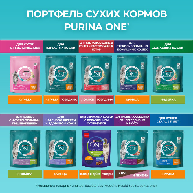 Purina One сухой корм для домашних кошек, с высоким содержанием индейки и цельными злаками - 9,75 кг