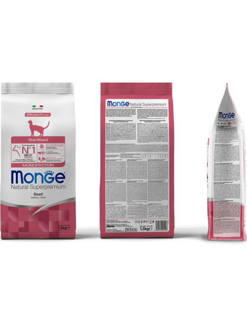 Monge Cat Monoprotein Sterilised сухой корм для стерилизованных кошек с говядиной 1,5 кг
