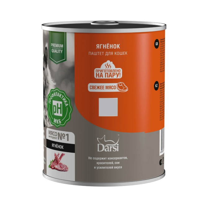 Darsi Sensitive влажный корм для взрослых кошек при чувствительном пищеварении, паштет с ягненком, в консервах - 340 г х 6 шт