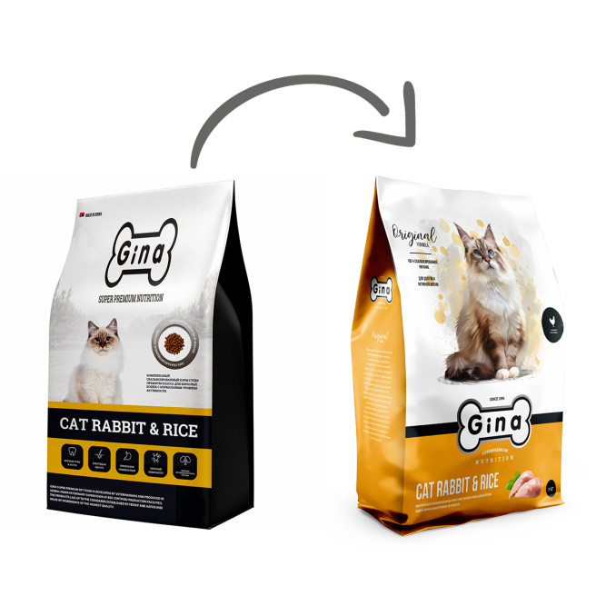 Gina Cat Rabbit &amp; Rice сухой корм для взрослых кошек с кроликом и рисом - 3 кг