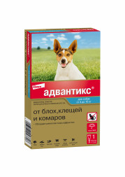 Bayer Адвантикс капли от блох, клещей и комаров для собак весом от 4 до 10 кг - 1 пипетка
