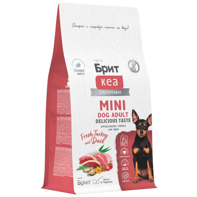 Брит Кеа Мини Adult Delicious Taste сухой корм для взрослых собак мелких пород с индейкой и уткой - 400 г