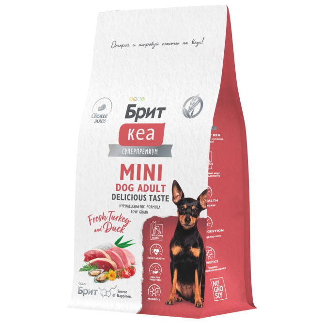 Брит Кеа Мини Adult Delicious Taste сухой корм для взрослых собак мелких пород с индейкой и уткой - 400 г