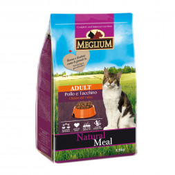 Сухой корм Meglium Adult для привередливых кошек с курицей и индейкой - 1,5 кг