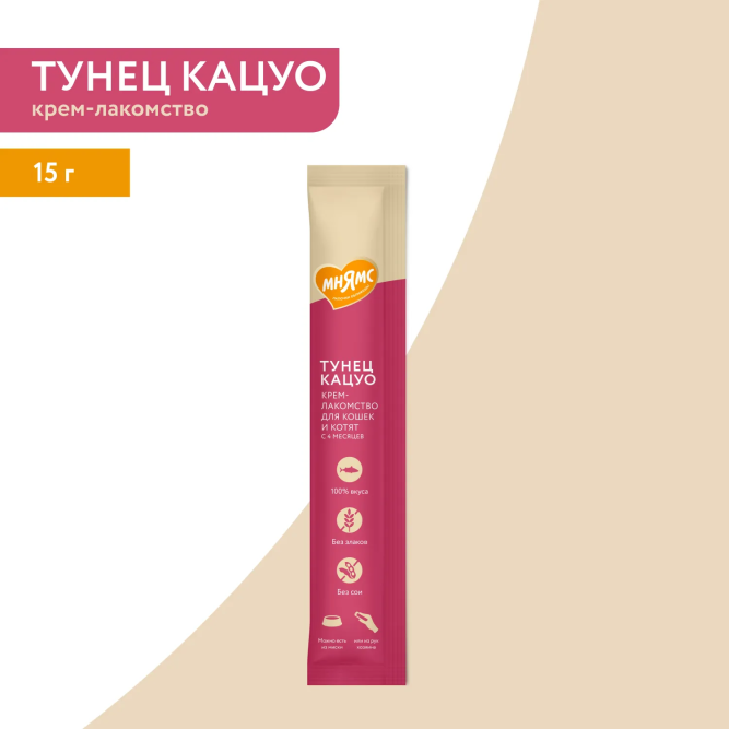 Крем-лакомство Мнямс для кошек с тунцом Кацуо - 15 г