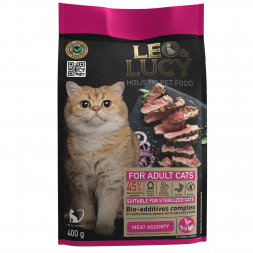 LEO&amp;LUCY cухой корм для взрослых стерилизованных кошек мясное ассорти - 400 г