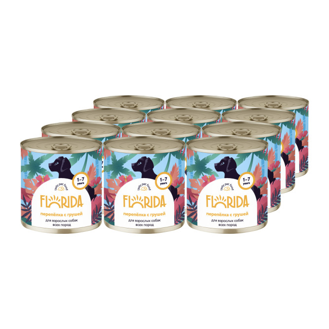 Florida консервы для собак с перепелкой и грушей - 240 г х 12 шт