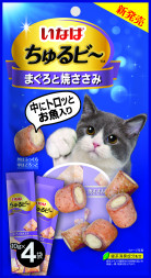 Inaba Churu Bee лакомство для взрослых кошек трубочки тунцом магуро с запеченным куриным филе - 10 г х 4 шт
