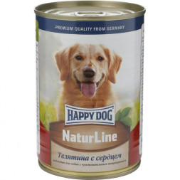 Happy Dog влажный корм для взрослых собак с телятиной и сердцем - 410 г (20 шт в уп)