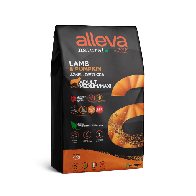 Alleva Natural Adult Lamb &amp; Pumpkin Medium/Maxi сухой корм для взрослых собак с ягненком и тыквой - 2 кг