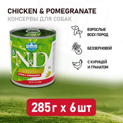 Farmina N&D Prime Dog влажный беззерновой корм для взрослых собак с курицей и гранатом - 285 г (6 шт в уп)