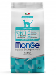 Monge Cat Monoprotein Sterilised сухой корм для стерилизованных кошек с треской 1,5 кг