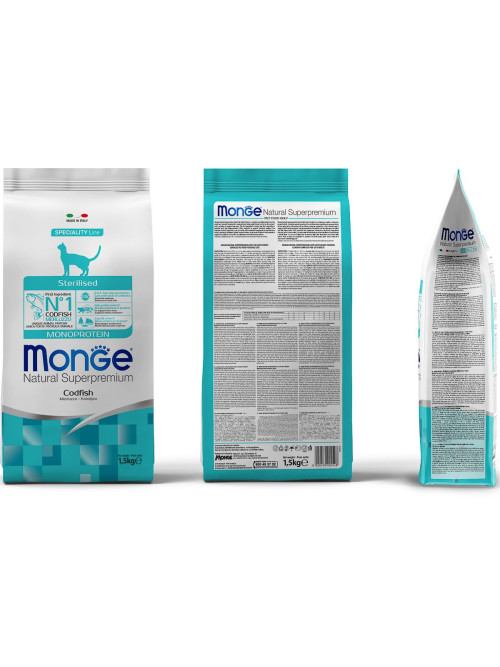 Monge Cat Monoprotein Sterilised сухой корм для стерилизованных кошек с треской 1,5 кг