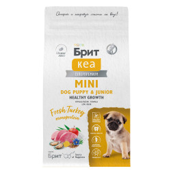 Брит Кеа Mini Dog Puppy&amp;Junior Healthy Growth Monoprotein сухой корм для щенков и молодых (1-10 месяцев) собак мини пород с индейкой - 1,5 кг