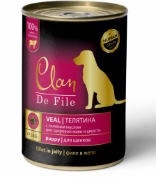 Clan De File влажный корм для щенков с телятиной, в консервах - 340 г х 12 шт