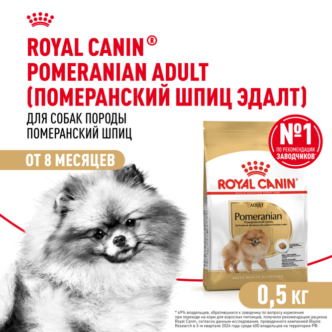 Royal Canin Pomeranian Adult сухой корм для собак породы померанский шпиц в возрасте от 8 месяцев - 500 г