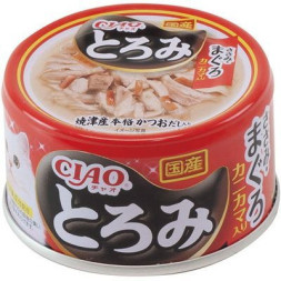 Inaba Ciao Toromi консервы для взрослых кошек с куриным филе, тунцом магуро и сурими, в бульоне - 80 г х 24 шт