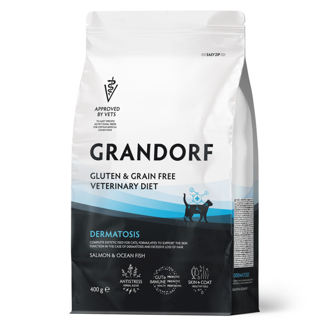 Grandorf Veterinary Diet Cat Dermatosis сухой диетический корм для кошек с заболеваниями кожи - 400 г