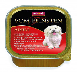 Animonda Vom Feinsten Adult влажный корм для взрослых собак с говядиной и сердцем индейки - 150 г (22 шт в уп)