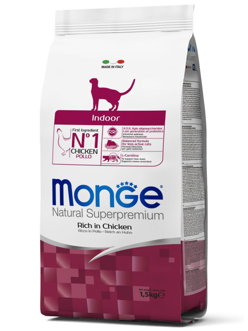 Monge Cat Indoor сухой корм для взрослых кошек постоянно живущих в помещении 1,5 кг