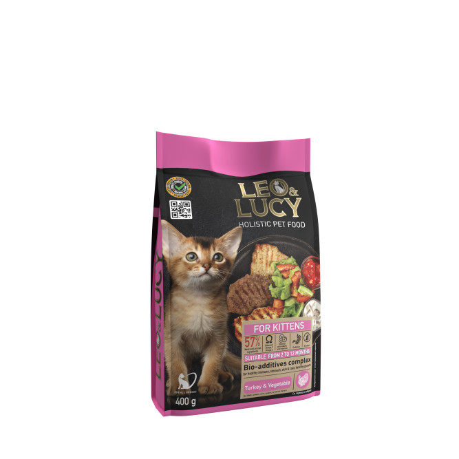 LEO&amp;LUCY cухой холистик корм для котят с индейкой и овощами - 400 г