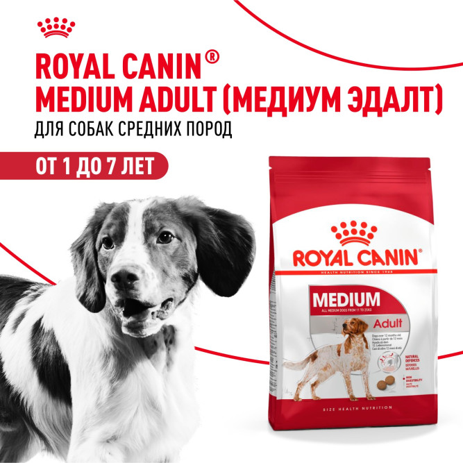 Royal Canin Medium Adult сухой корм для взрослых собак средних пород - 15 кг