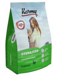 Karmy Sterilized сухой корм для взрослых стерилизованных кошек c курицей - 400 г