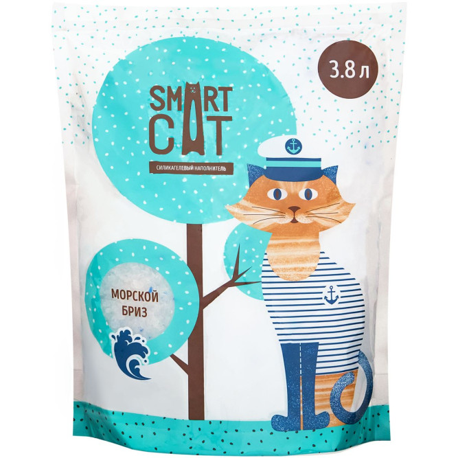 Smart Cat впитывающий силикагелевый наполнитель с ароматом "морской бриз" - 3,8 л (1,66 кг)
