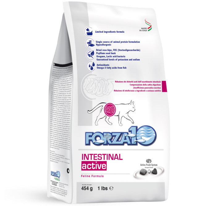Forza10 Active Intestinal сухой корм для взрослых кошек при проблемах пищеварения с рыбой - 454 г
