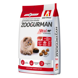 Зоогурман сухой корм для взрослых кошек с телятиной - 1,5 кг