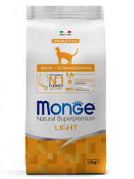 Monge Cat Speciality Light сухой низкокалорийный корм для взрослых кошек с индейкой 1,5 кг