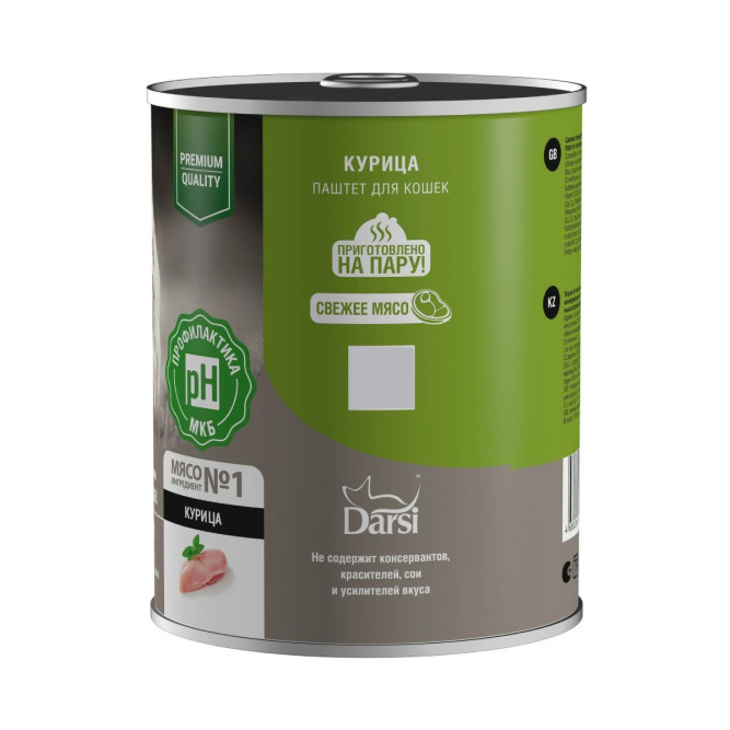 Darsi Sterilised влажный корм для взрослых стерилизованных кошек, паштет с курицей, в консервах - 340 г х 6 шт