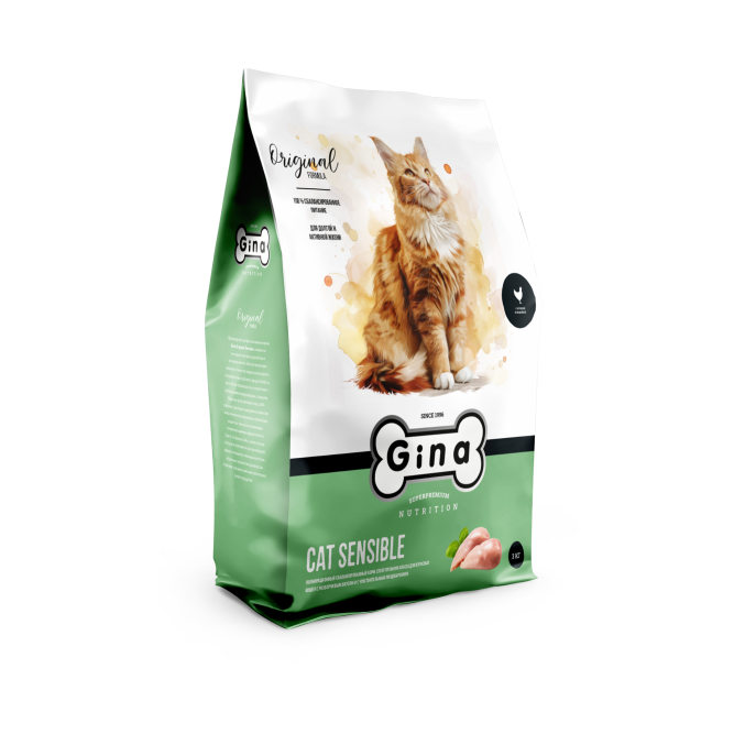 Gina Cat Sensible сухой корм для взрослых кошек с чувствительным пищеварением с цыпленком - 3 кг