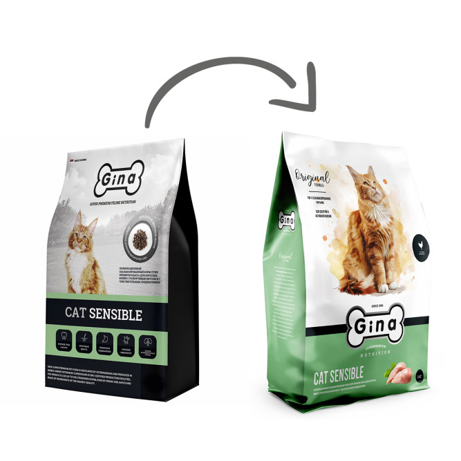 Gina Cat Sensible сухой корм для взрослых кошек с чувствительным пищеварением с цыпленком - 3 кг