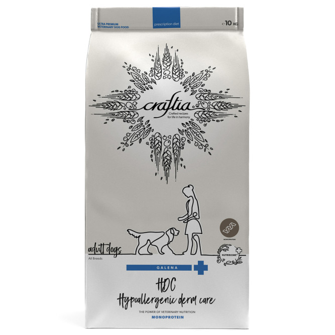 Craftia Galena Dog Hypoallergenic Derm Care сухой диетический корм для взрослых собак при пищевой аллергии и заболеваниях кожи - 10 кг
