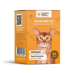 Smart Cat паучи для взрослых кошек и котят кусочки с курицей и морковью кусочки в соусе набор - 85 г х 5+1 шт