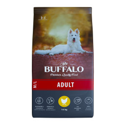 Mr.Buffalo Adult M/L полнорационный сухой корм для взрослых собак всех пород с курицей - 14 кг