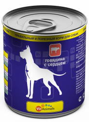 VitAnimals влажный корм для взрослых собак с говядиной и сердцем, в консервах - 750 г х 12 шт