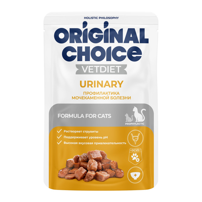 Original Choice Vetdiet Urinary влажный диетический корм для взрослых кошек для профилактики МКБ, в паучах - 85 г х 14 шт