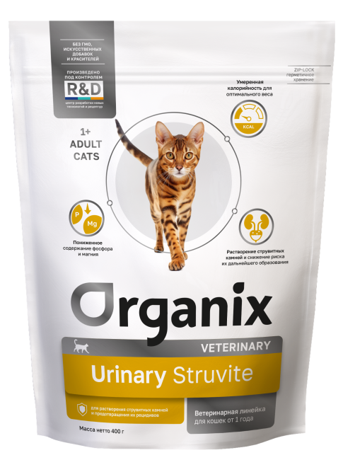 Organix Urinary Struvite сухой корм для взрослых кошек для растворения струвитных камней и предотвращения их рецидивов - 0,4 кг