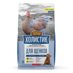 Деревенские лакомства Холистик Премьер сухой корм для щенков с курицей и рисом - 1 кг